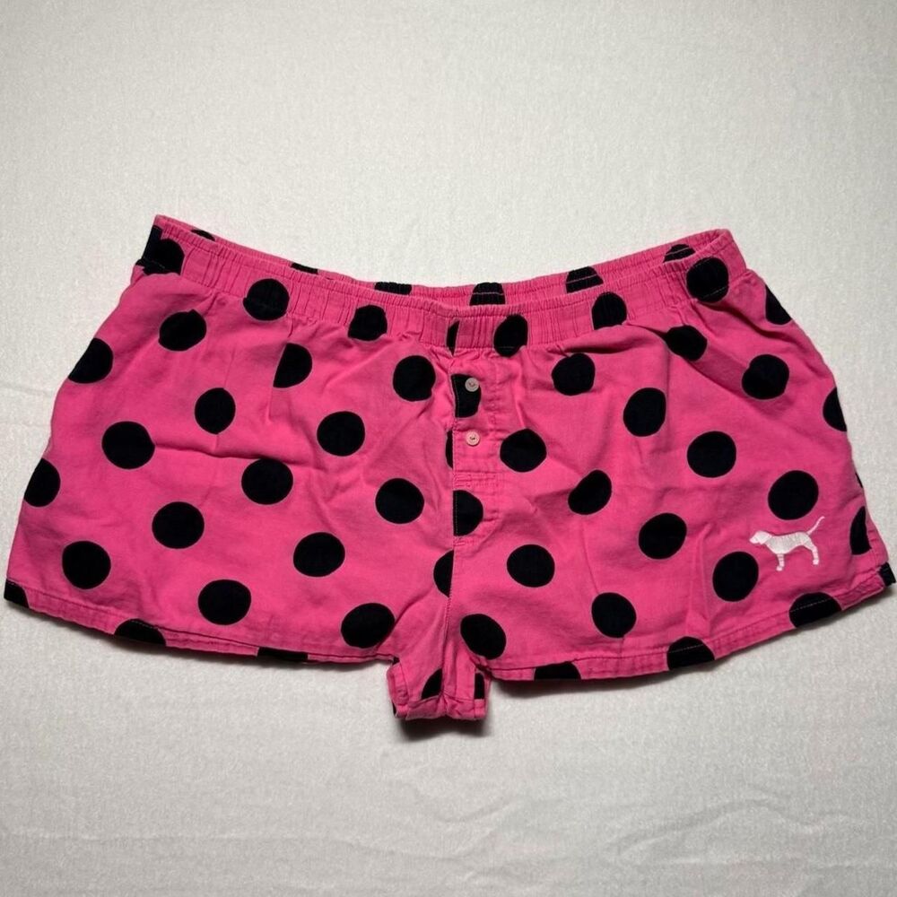 early 2010s victoria's secret PINK polka dot pink and black sleep shorts